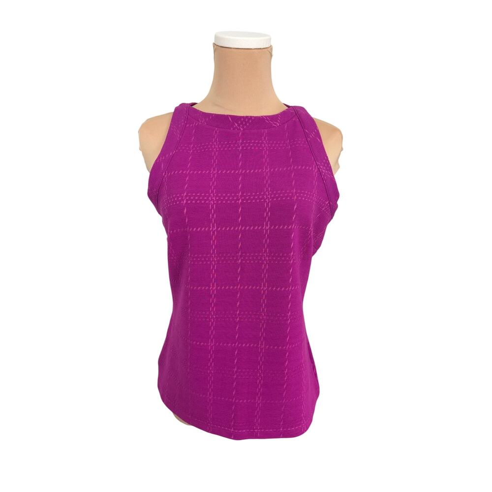 NWT Ann Taylor Magenta Textured Plaid Tank Top Small